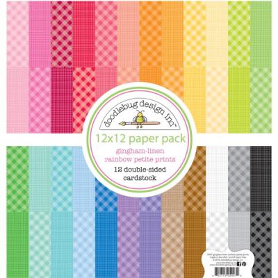 Doodlebug Rainbow  Designpapier - Gingham-Linen Petite Print Assortment Pack